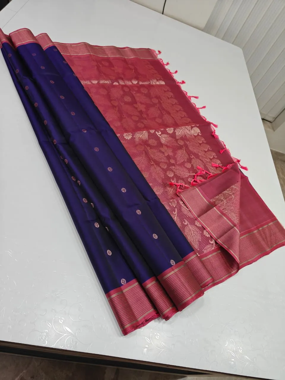 Royal Blue & Magenta Wedding Saree
